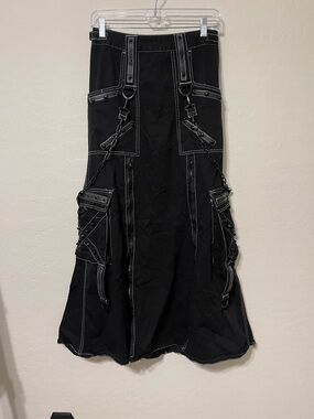 RARE Tripp NYC Black Maxi Skirt with White Contrast Stitching